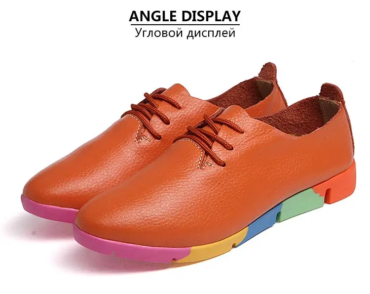Women shoes flats new fashion genuine leather casual shoes woman flats shoes comfortable lace-up women sneakers plus size