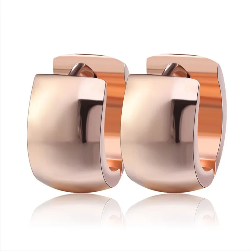 

12*7mm Smooth Big Circle Stainless Steel Stud Earrings Women Jewelry
