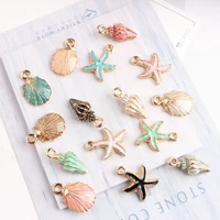 10pcslot nautical ocea enamel sea starfish shell conch hippocampus charms colorful oil drop pendant for jewelry accessories diy