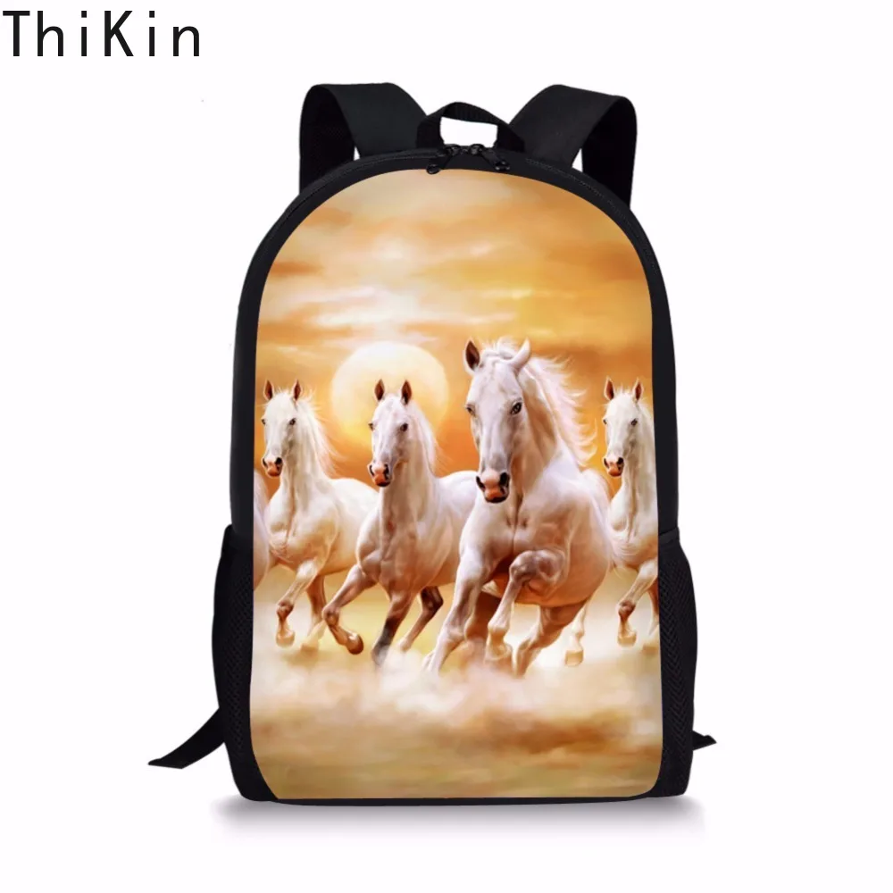 THIKIN красивый декор с изображением лошади школьная сумка для мальчиков