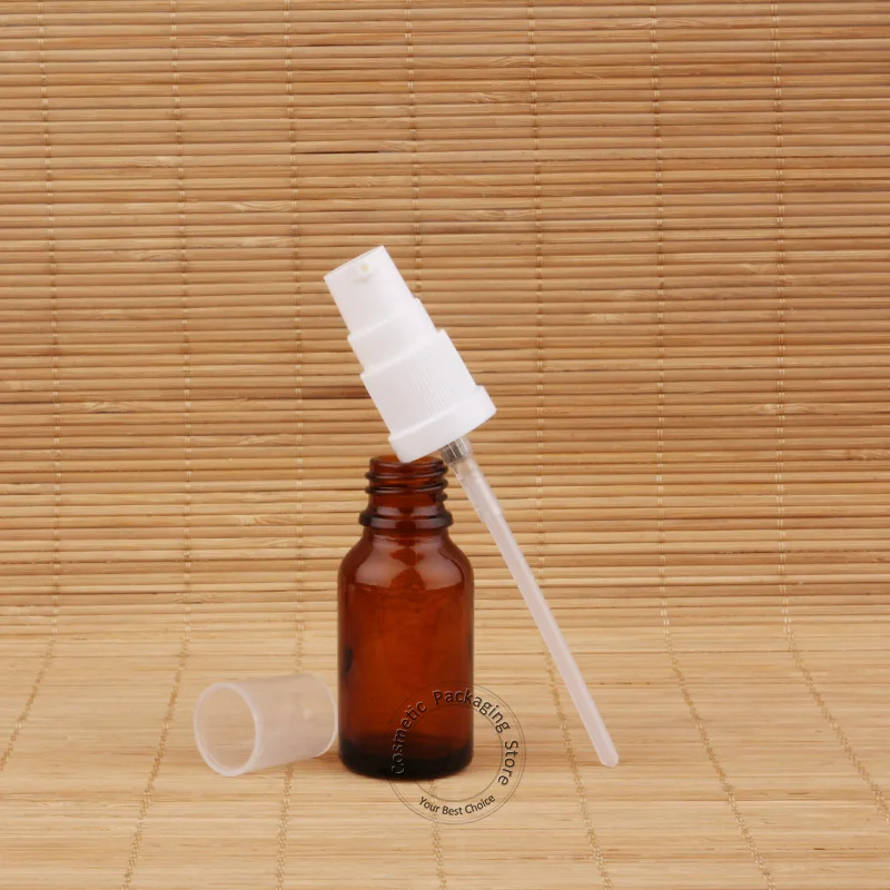 10 шт./лот акция 15 мл Янтарное стекло эфирное масло Bottle1/2 OZ насос для лосьона мини