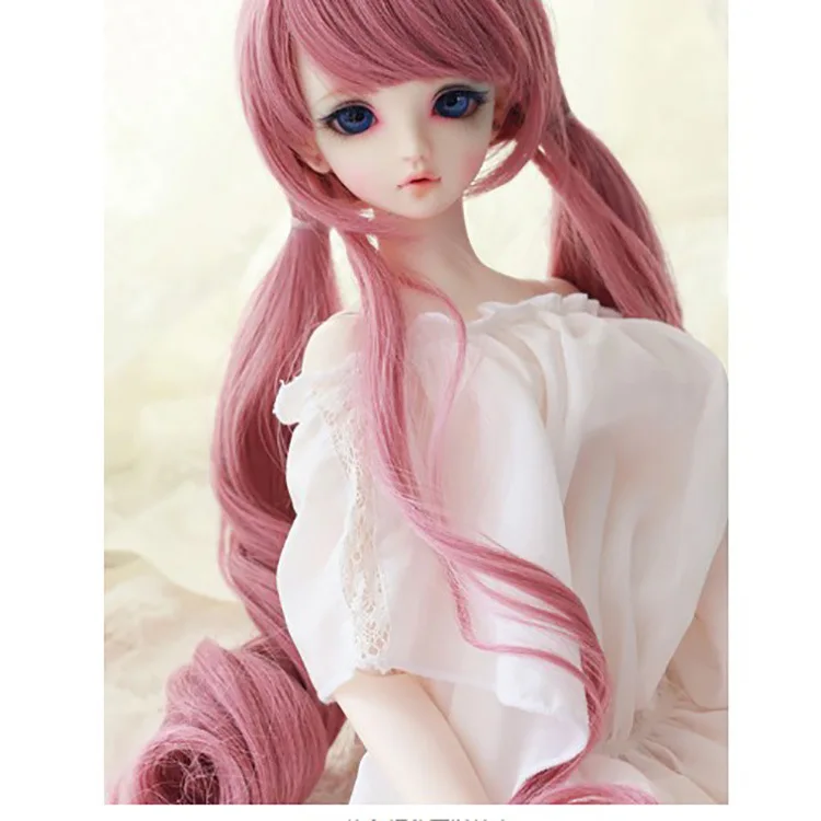 wig only 1/3 1/4 1/6 BJD/SD кукла парик розовые длинные двойной пони в крупный горох с китайской фабрики аксессуары для куклы Сделай Сам DIY бигуди для волос Стиль кукольные волосы на - Цвет: wig only