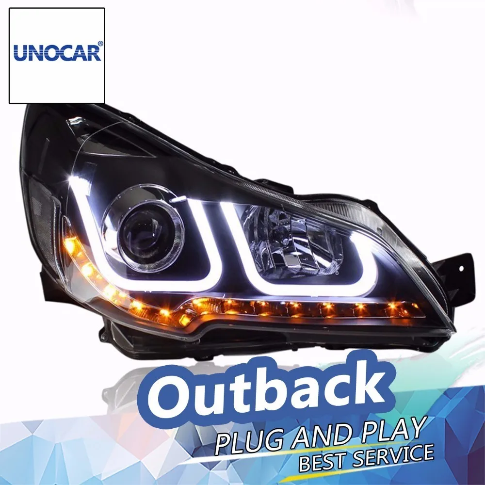 Unocar для Outback фары светодиодный фар DRL Объектив Двойной Луч H7 ксеноновые