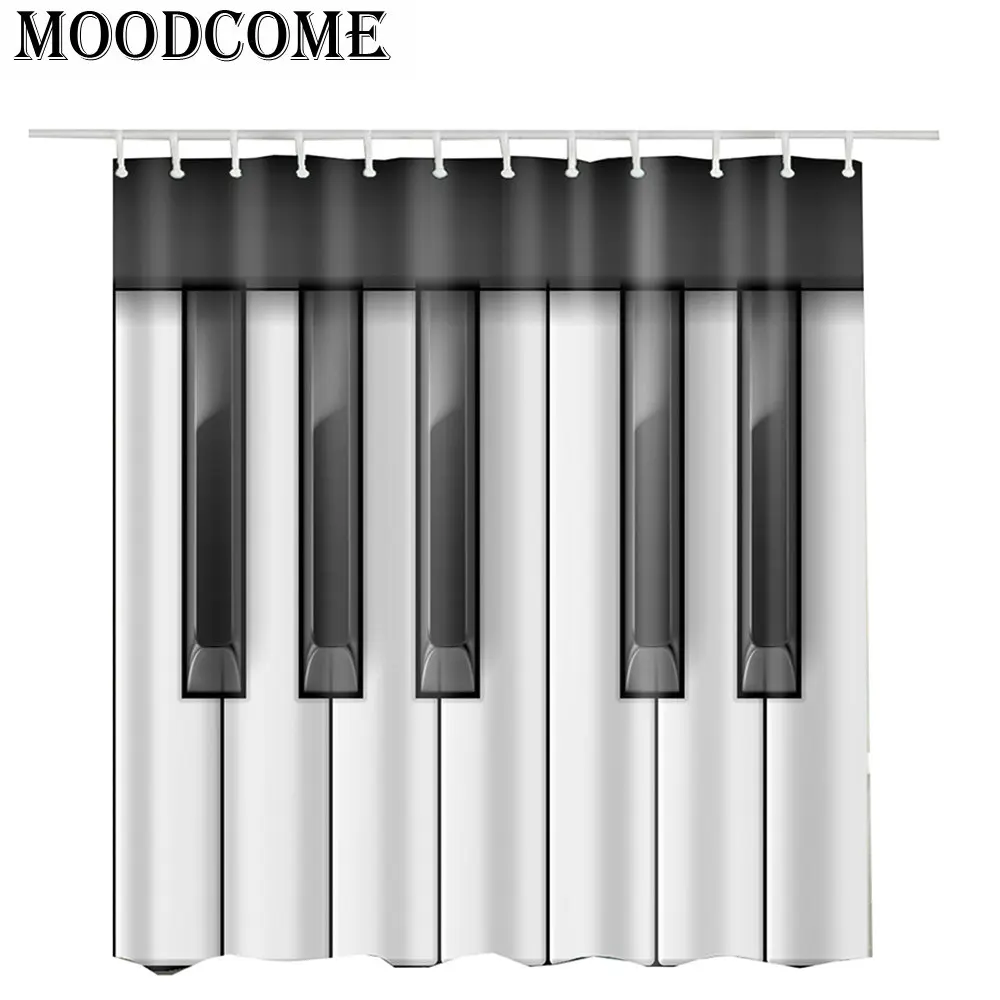 

Black and White Shower Curtain Piano Bathroom Ployester Black Bath Curtain White Cortinas Ducha Music Shower Bathroom Decor