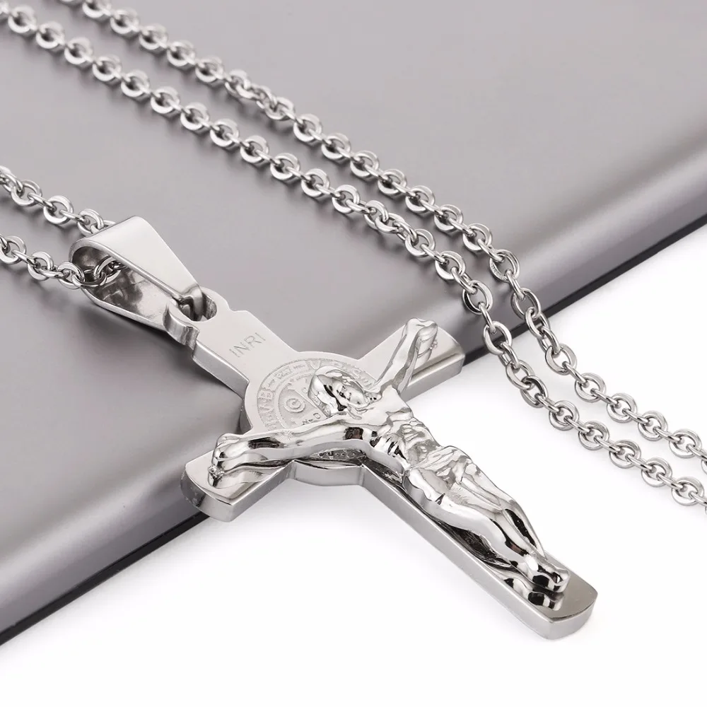INRI Jesus частей крест ожерелья и подвески для женщин ожерелье в виде цепочки из