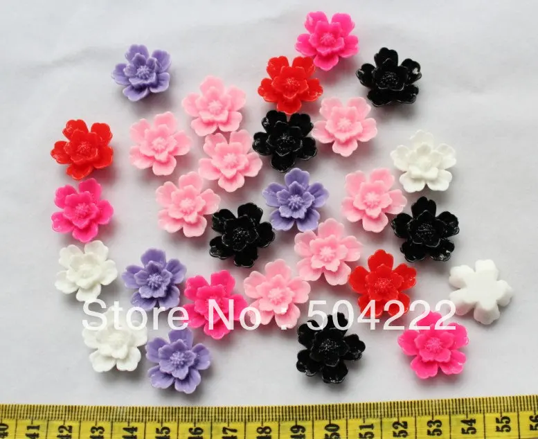 

set of 100pcs medium size 20mm cherry blossom sakura resin cabochons assorted -SZ0185