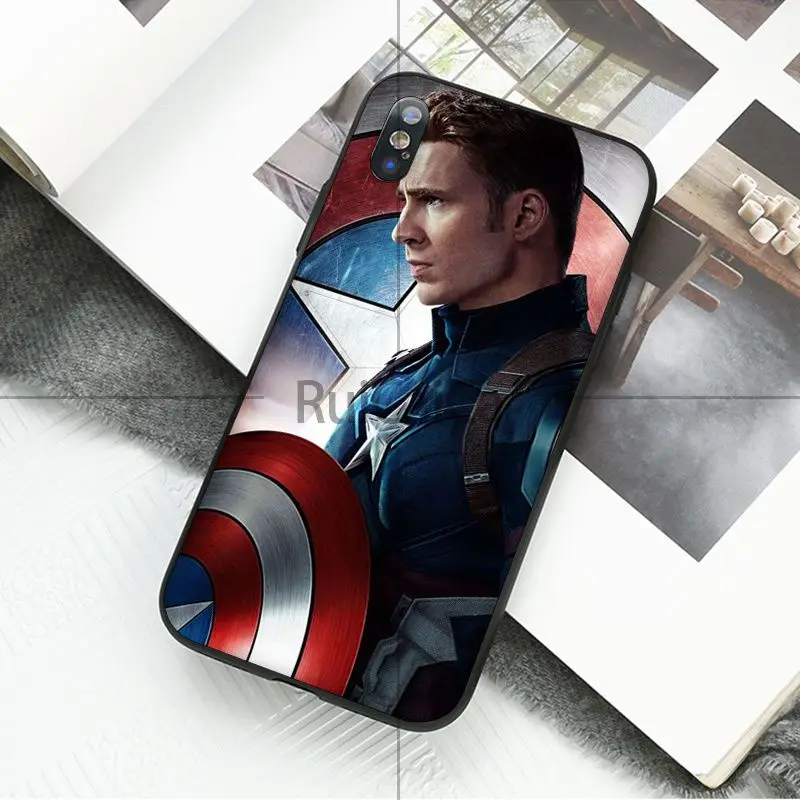 Чехол для телефона Ruicaica Marvel Мстители Капитан Америка мягкий черный чехол Apple iPhone 8