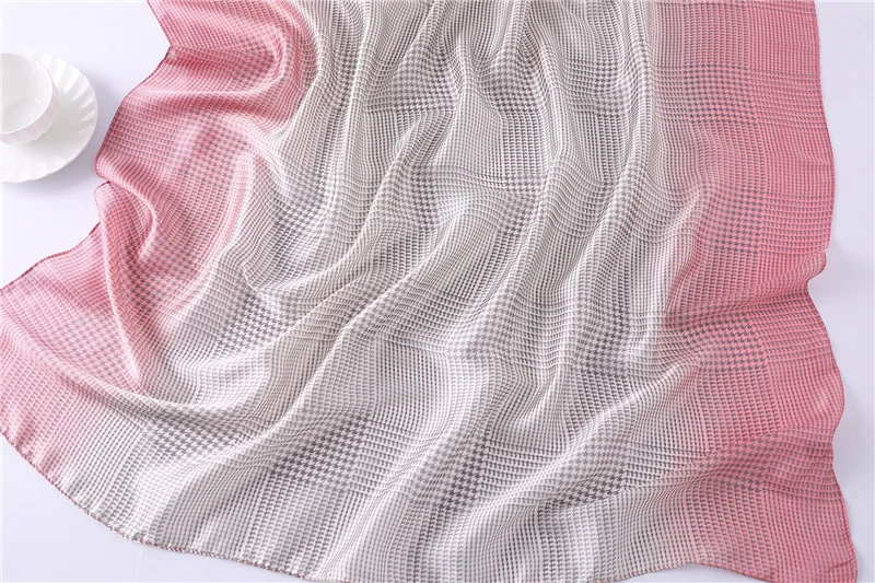 Women Silk scarf Beach Shawl Echarpe Luxurious Wrap Designer scarves female Houndstooth panshmina beach stole bandana | Аксессуары для