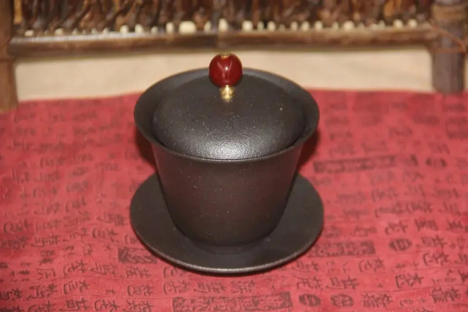 Китайский чайный сервиз gaiwan грубая керамика ручная черная Модель King kong черный