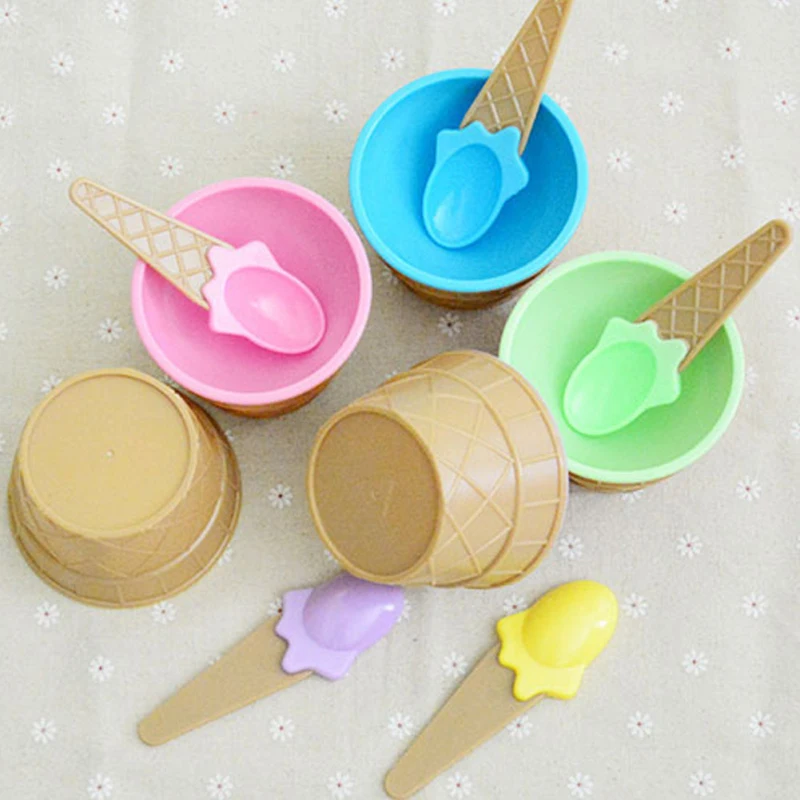 1х Bingone детская пластиковая чаша для мороженого ложка набор прочная чашка детей