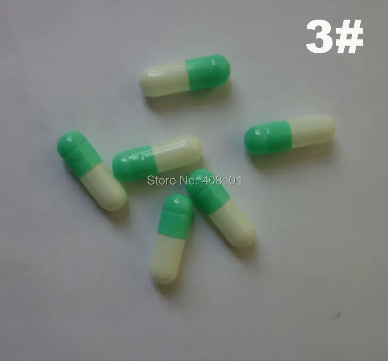 (10000 шт./лот) 3 # пустые желатиновые капсулы из стекла зеленого/белого цвета гелевые