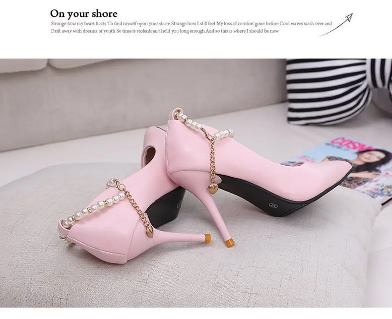 White Women Wedding Shoes Crystal Preal Ankle Strap Bridal Shoes Woman Dress Shoes Seay Pumps Sweet Party Shoes