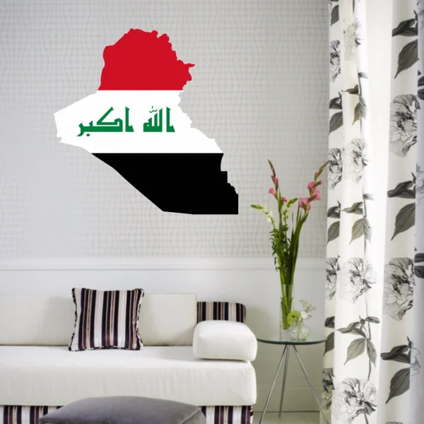 

Flag Map of Iraq Wall Vinyl Sticker Custom Home Decor Living Room Sofa Background Wedding PVC Wallpaper Fashion Design