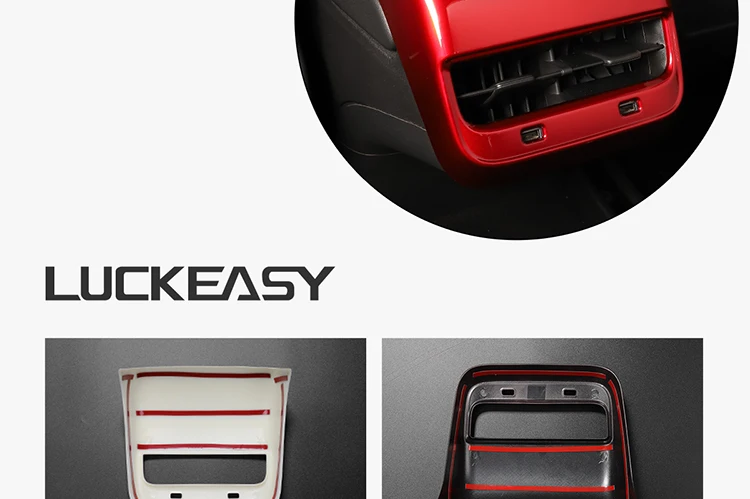 LUCKEASY для Tesla модель 3- задний подлокотник коробка ABS декоративная форма интерьера авто аксессуары красный/белый
