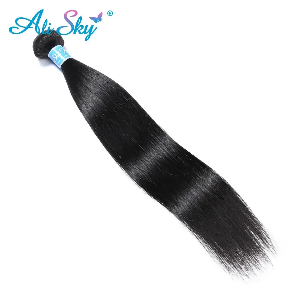 Alisky волосы перуанские прямые волосы 3 пряди с кружевной застежкой Remy натуральные кудрявые пучки волос с застежкой " x 4" Наращивание волос