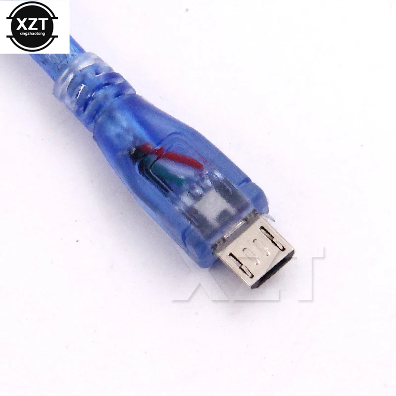Высокоскоростной прозрачный синий прямой USB 2 0 штекер-микро штекер 5p разъем