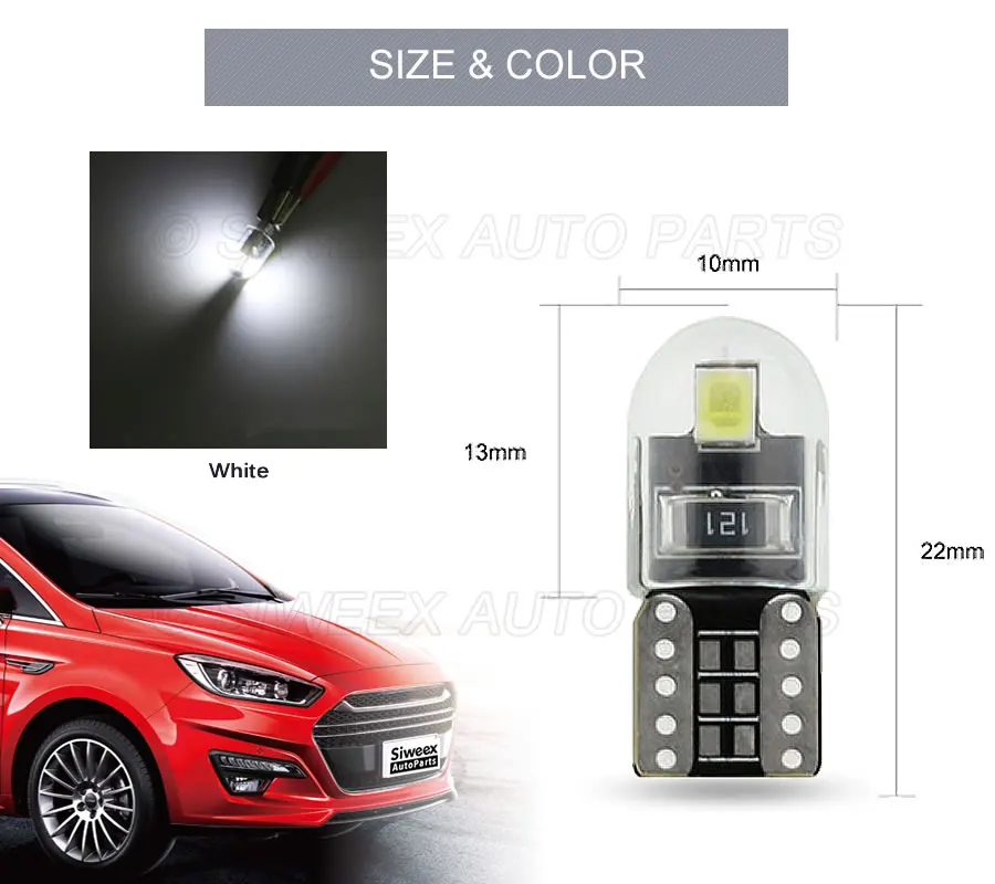 1 шт. 194 T10 w5w Светодиодная лампа 2835 2SMD стеклянная светодиодная боковая Клин для
