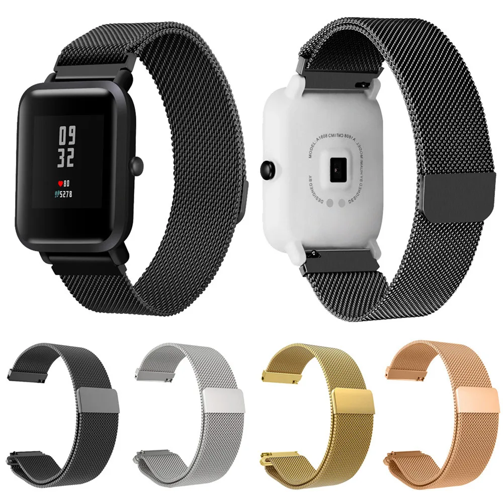 Milanese Magnetic Luxury WatchBand Strap on for Huami Amazfit Bip Youth Watch Stainless Steel Replacement Band Wrist Straps | Электроника