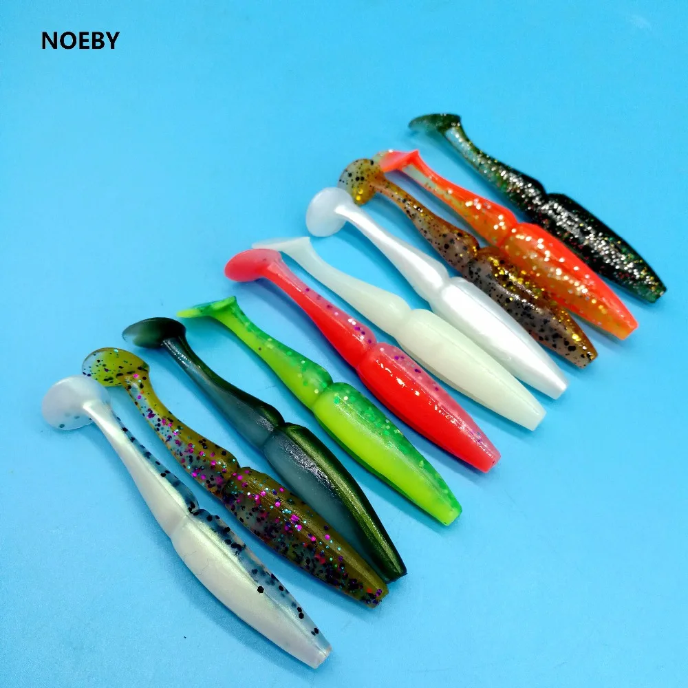 NOEBY 12 шт./лот t хвост Мягкая приманка 3 5 г/7 см 10 цветов искусственные снасти для
