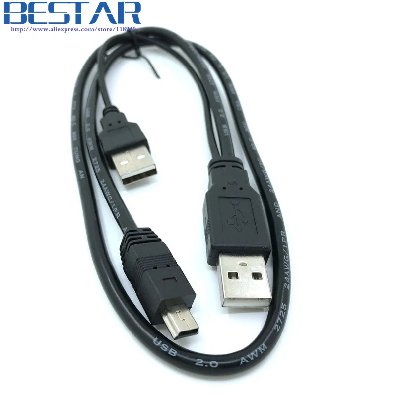 USB 2 0 двойной A Тип 2A штекер Mini 5 Pin Мужской Y кабель 7 м 70 см фута для &quotмобильного