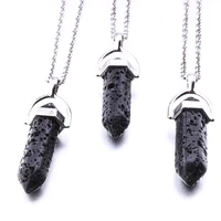 hexagon prism lava stone necklace diy aromatherapy essential oil diffuser necklace for women jewelry
