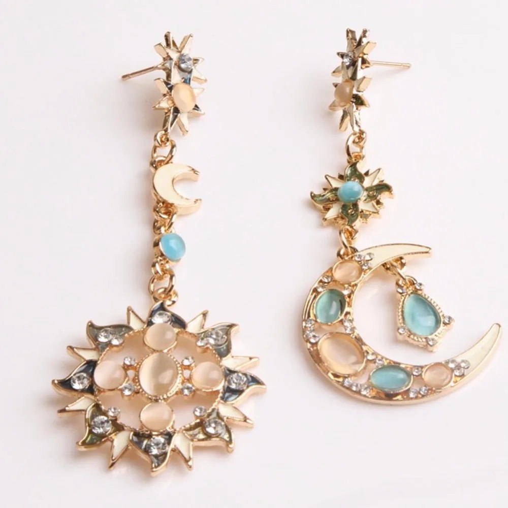 Бохо серьги подвески смолы звезда Солнце Луна Шарм длинные новый богемный горный