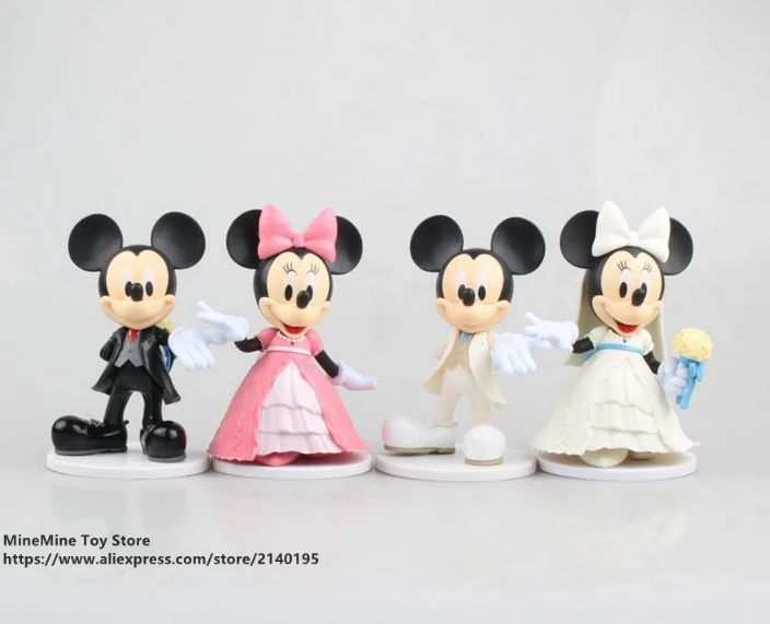DISNEY Микки Маус Минни 2 шт./компл. 11 см фигурка осанки коллекция украшений аниме