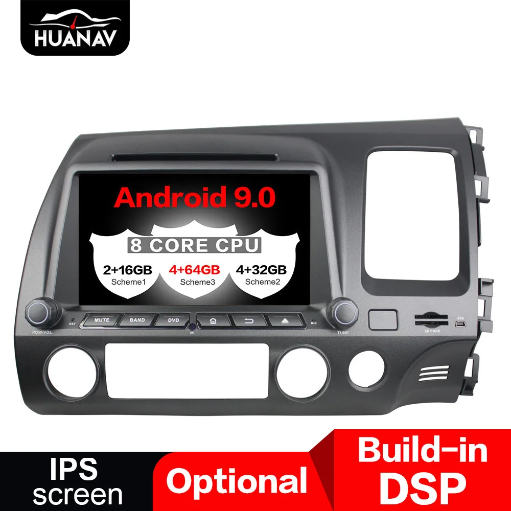 DSP Android 9 0 автомобильный DVD плеер GPS навигация для Honda Civic 2006 2012 правая рука вождения