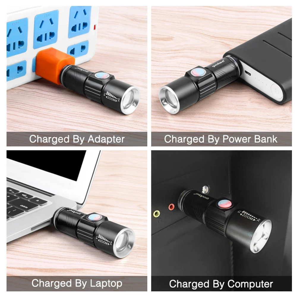 Ручной светодиодный фонарик CHIZAO с зарядкой от USB яркий уличный фонарь для