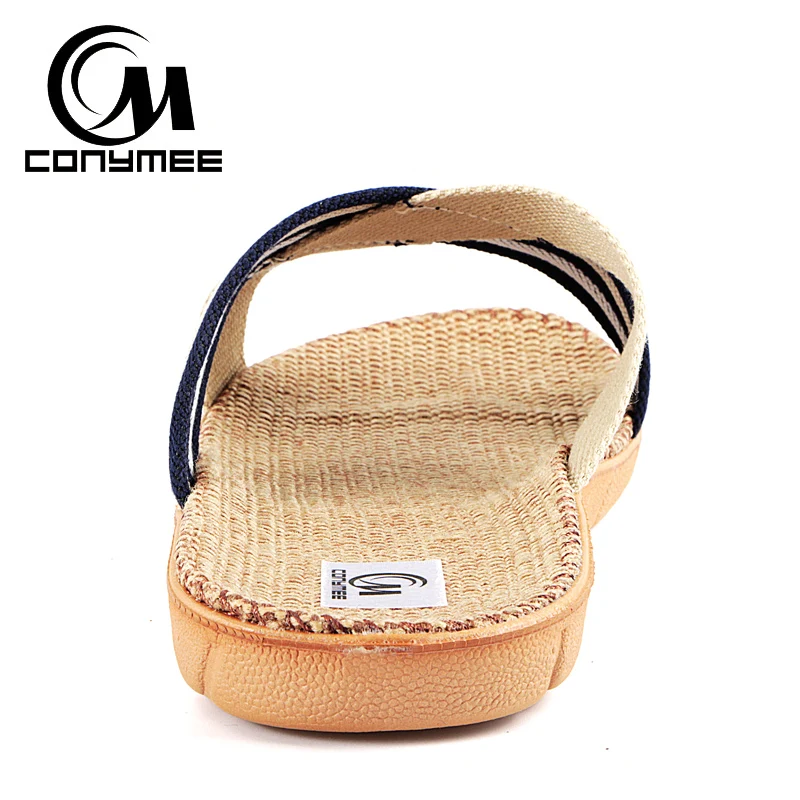 CONYMEE/Летние босоножки; льняные тапочки; Домашняя мужская обувь; льняные Вьетнамки; zapatos hombre; банные сандалии; большие размеры; мужские шлепанцы