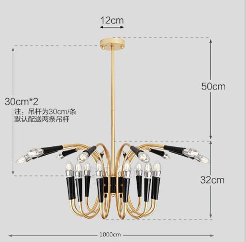 Роскошный Лебедь Свет Золотой промышленный подвесной светильник современный
