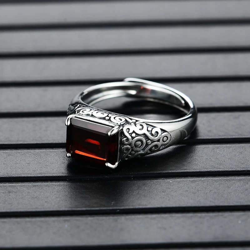 Кольцо из стерлингового серебра 925 пробы с натуральным драгоценным камнем и