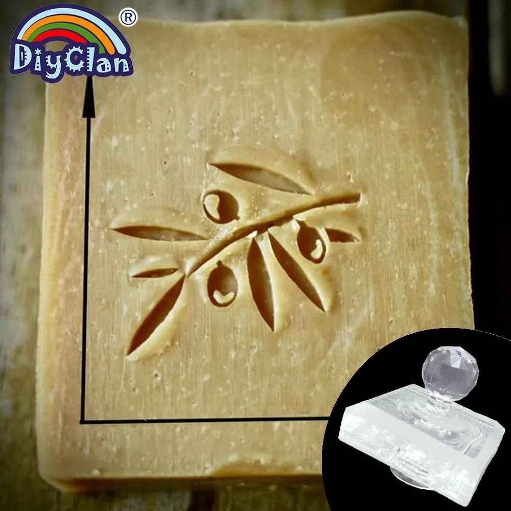 Stamp with handle Оливковый узор, мыло ручной работы, штамп, прозрачный, сделай сам, натуральный плексиглас, мыло для изготовления, с ручкой, акриловое, на заказ, растительный подарок - Цвет: Stamp with handle