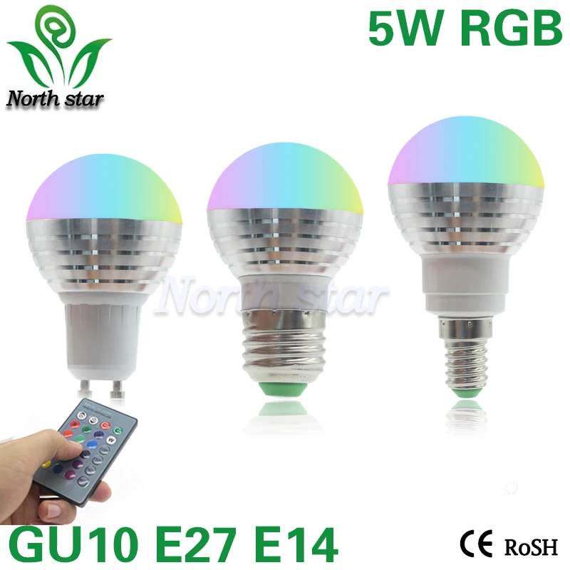E27 E14 Светодиодный 16 меняющий цвет RGB волшебный светильник лампа 85 265 в 110 120 220 В