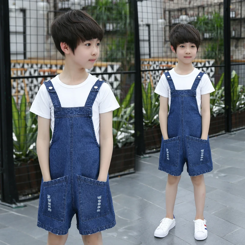 

JMFFY Summer Baby Boys Clothing Set Girls 2018 Children Denim Tops Overalls Pants Tracksuit Set Boy Girl Sport Suit Sets Ripped