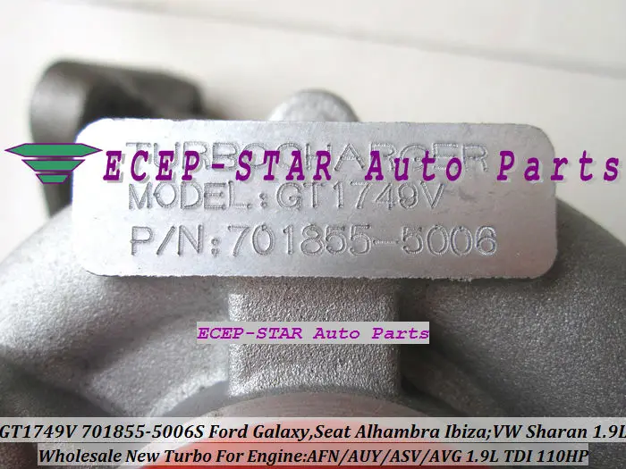 Бесплатная доставка GT1749 701855 5006S турбо для Ford Galaxy SEAT Alhambra Ibiza Volkswagen VW Sharan AFN AUY AVG 1.9L
