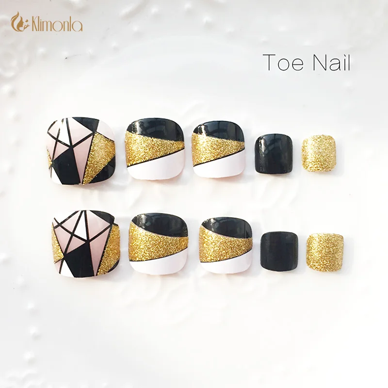 24 шт./компл. Типсы для ногтей блестящие патчи сетка золотой искусственный ноготь