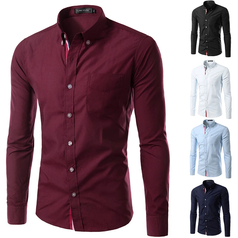 New Arrival free shipping with tracking number men's shirts Slim fit stylish Dress 2015 long Sleeve Shirts size M-XXXL 9007 15 | Мужская