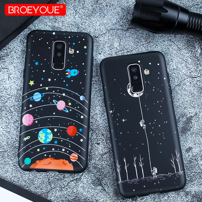 Pattern Silicone Case For Samsung Galaxy A7 A5 J5 J7 2017 Note 9 A8 A6 Plus 2018 S7 Edge S8 S9 Black Matte Phone Cover Capa | Мобильные