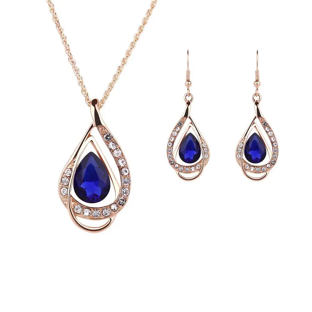 Новые роскошные комплекты одежды Vrouwen из 2 предметов Sieraden Goud Zilver Ketting Oorbellen Crystal voor