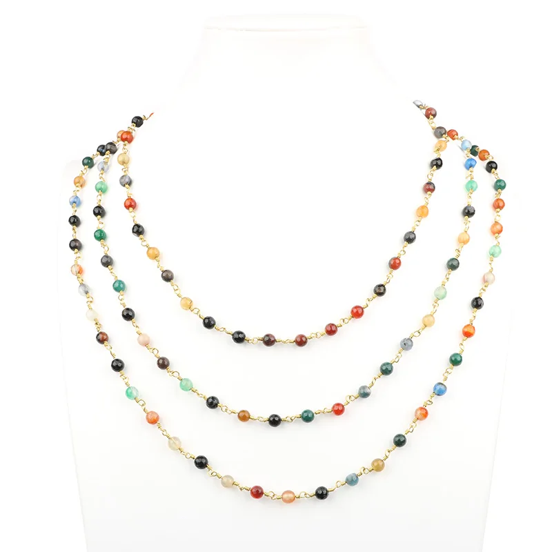 HanKun 6 мм Ручная работа многогранные круглые Агаты бусины латунная проволочная