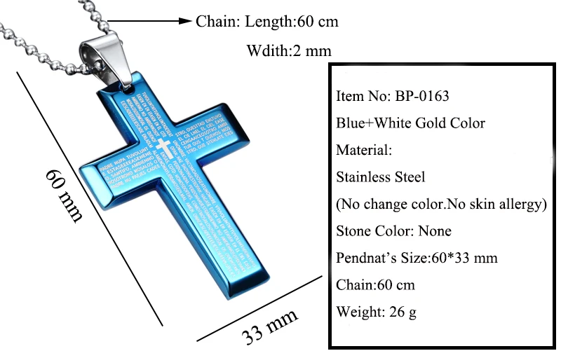 М. г. fam хип-хоп стиль синий крест ожерелье ювелирные изделия библии titanium стали не