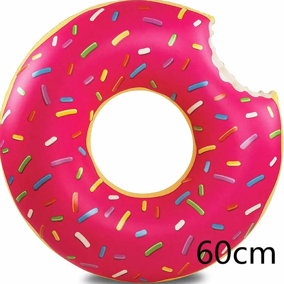 pink 60 cm Надувной пончик плавательный круг гигантский бассейн поплавок летний Открытый Активный пляж вечерние бассейн надувной матрас вода - Цвет: pink 60 cm