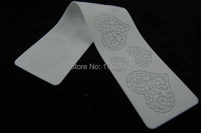 Силиконовый кружевной коврик в форме сердца 2017 39*8 см для украшения торта