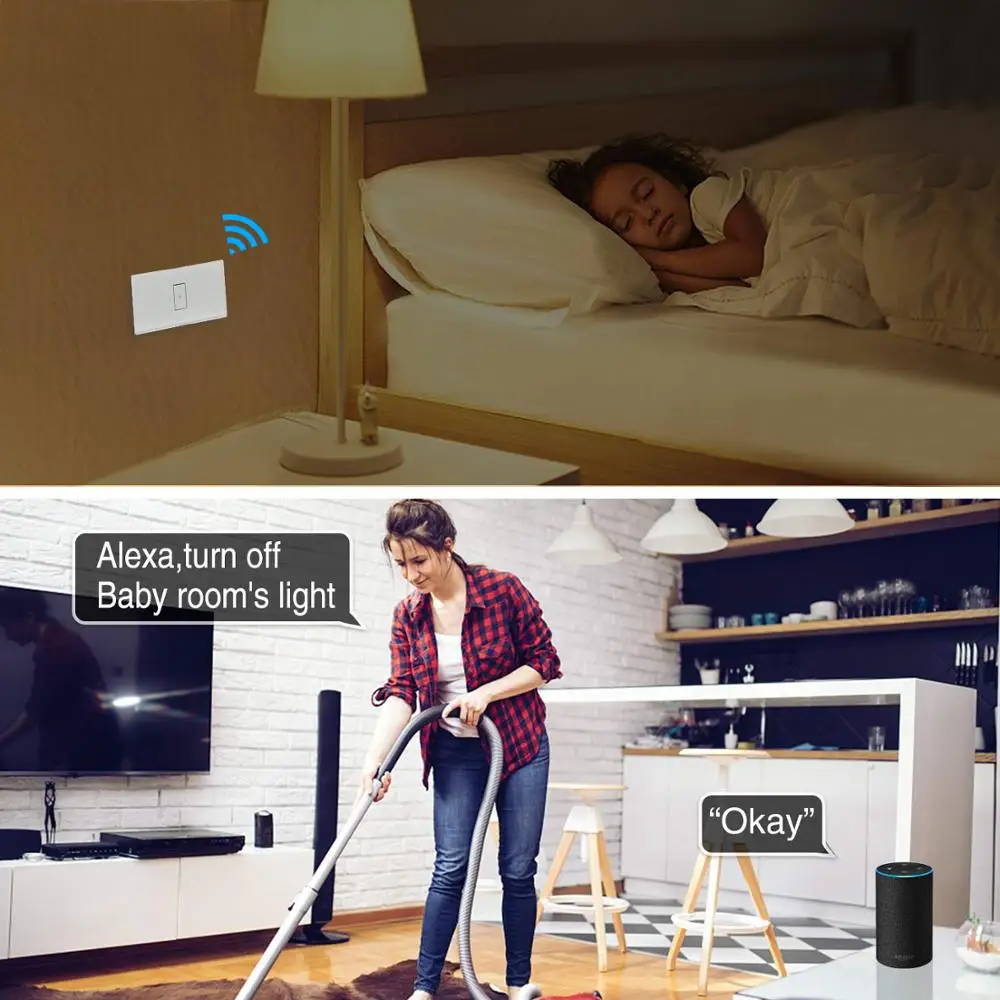 Tuya Smart Life WiFi светильник с сенсорным переключателем US 1 2 3 банды приложение таймер