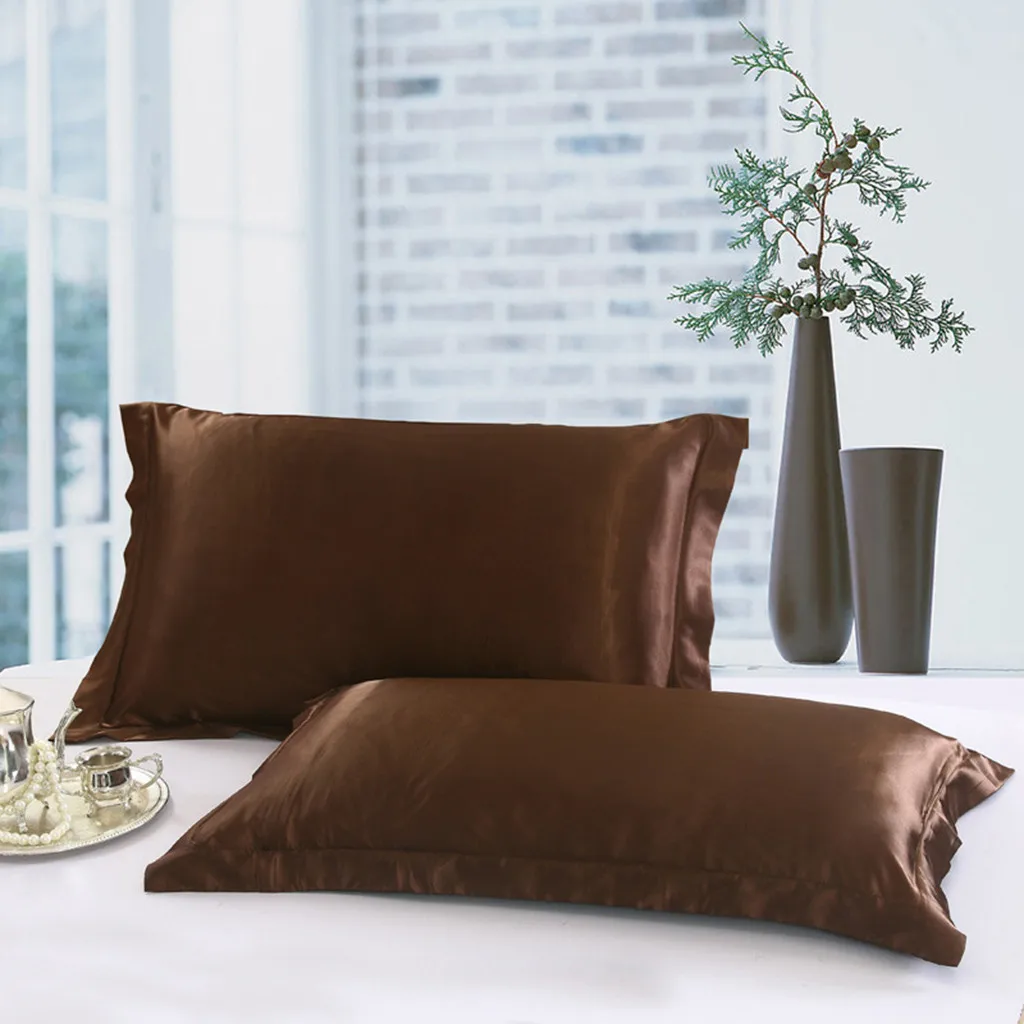 Solid cushion cover Throw PillowCase Queen Standard Satin Bedding Decor Pillowcases Silk Home Gift living room F301228 | Дом и сад