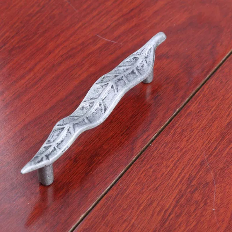 Креативные ручки в стиле ретро с листьями античная серебряная дверная ручка для