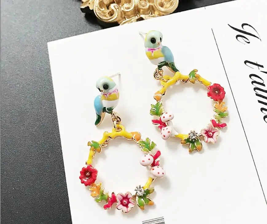 CSxjd эмалированная глазурь модная милая серия птиц Сова Птица грибы цветы венок