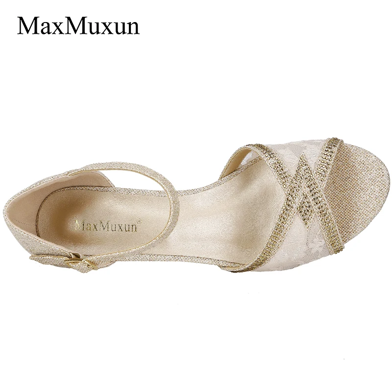 MaxMuxun/Модные женские босоножки на шнуровке туфли-лодочки со стразами среднем