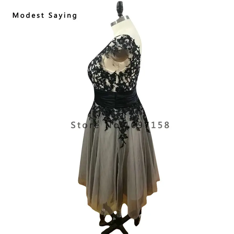 Элегантные черные коктейльные кружевные платья больших размеров 2017 г.